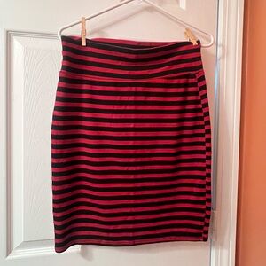 LuLaRoe Striped Red and Black Pencil Skirt - Classic Women’s Skirt